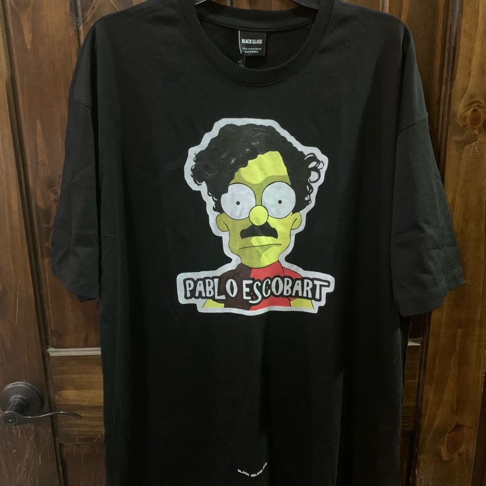 Black Graphic Tee with Cartoon Design